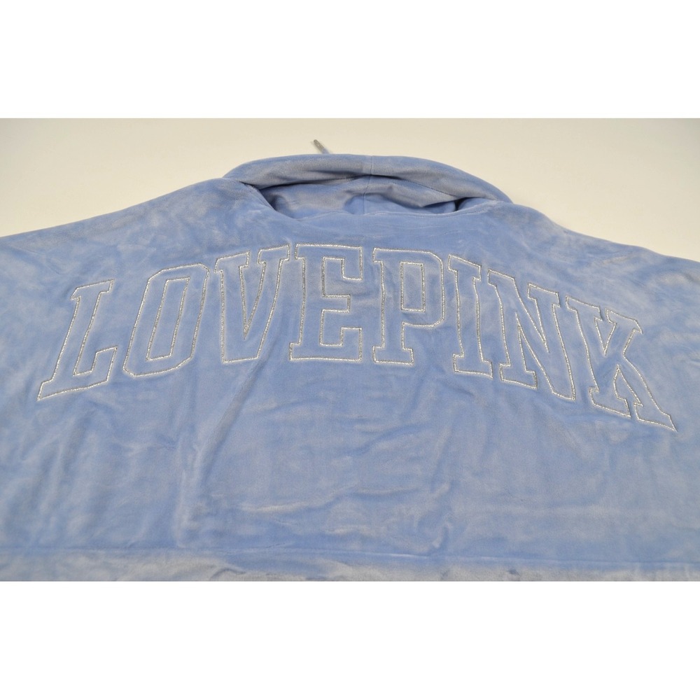 Victoria's Secret PINK Brand Blue Soft Plush Pullover Women's M High Neck Pocket - Picture 15 of 16